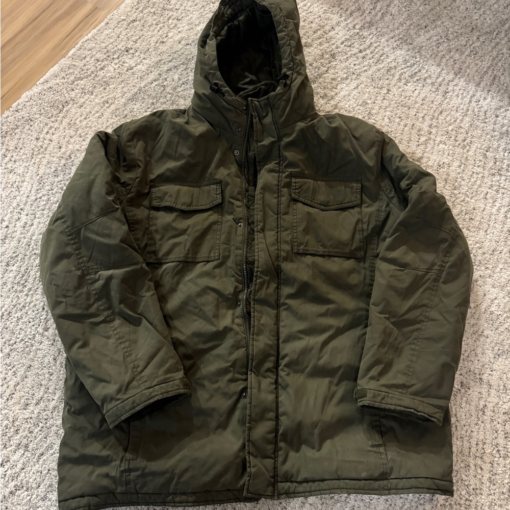 American Eagle Outfitters Olive Green Hooded Field Parka